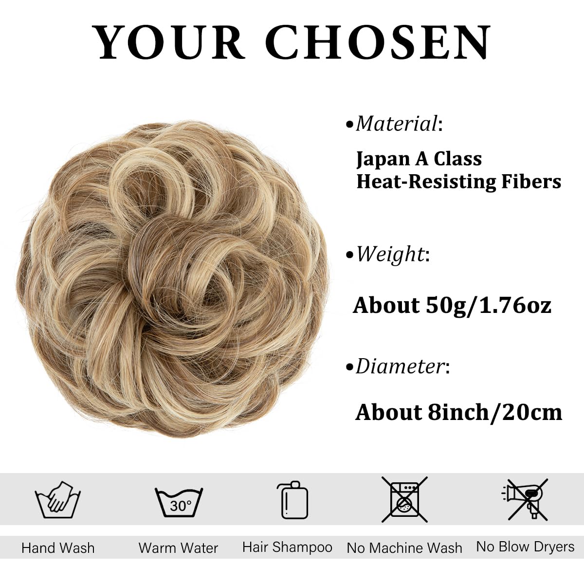 SARLA Messy Bun Hair Piece for Womens Synthetic Scrunchies Buns Extension Hairpieces Updo Pony Tail Sand, 15 cm x 4 cm - Image 2
