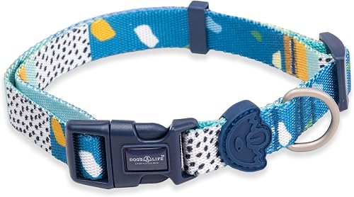 Dog's Life Geometrics and Tarrazo Designer Pooch Collar, Large, Blue