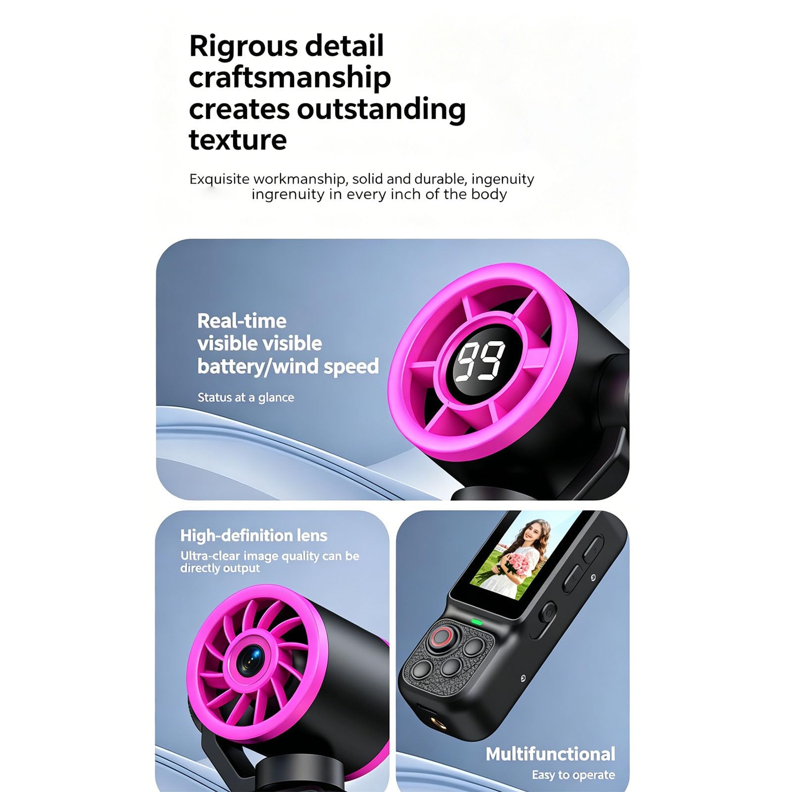 Videocamera portatile con ricarica di tipo C, schermo frontale e lente rotante per video di vlog di viaggio, preparazione quotidiana di dessert, frusta da cucina