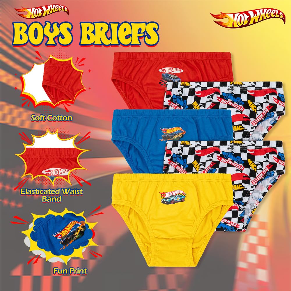 Hot Wheels Lot de 5 slips pour garçons de 2 à 7 ans