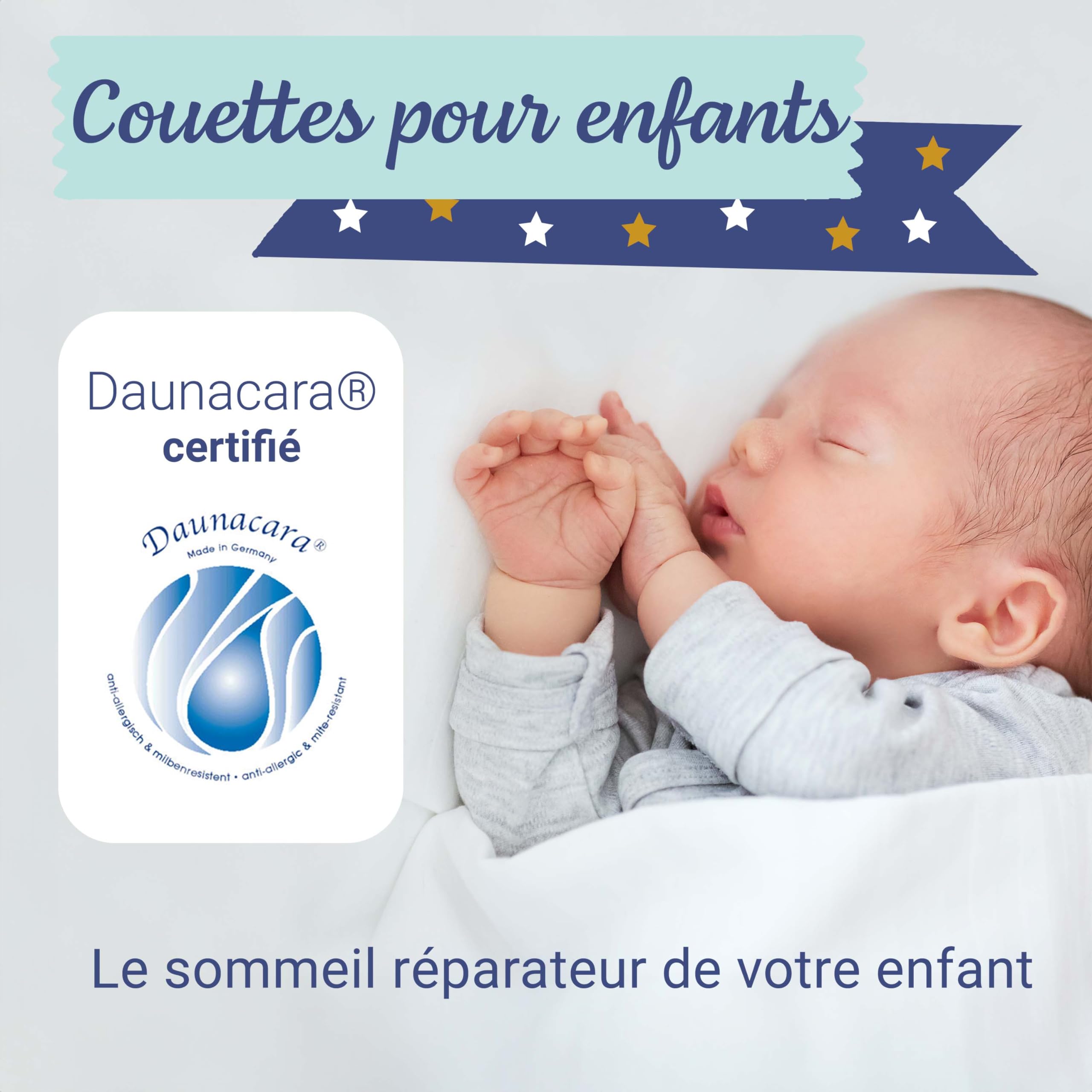 ZOLLNER Couette pour Enfants, 80 x 80 cm, Duvet, Plumes, Coton