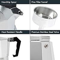 Vista 3 de Primula Cafetera Clásica de Estufa para Espresso y Café, Olla Moka para Preparación de Café Italiano y Cubano, Cafetera Greca, Cafeteras, 3 Tazas