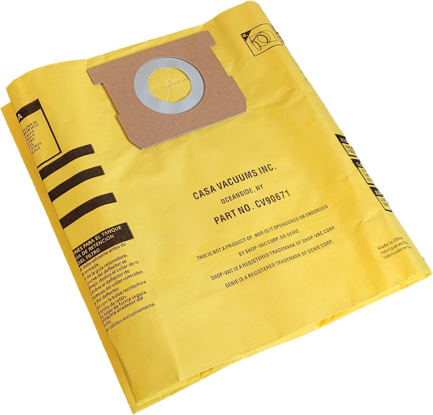 CASA VACUUMS Replacement for Shop-Vac 5-8 Gallon HIGH Efficiency Disposable Collection Bag CV9067100, Replaces Genuine Part #'s Type H High Efficiency 9067100 & Type E 9066100, 6-Pack