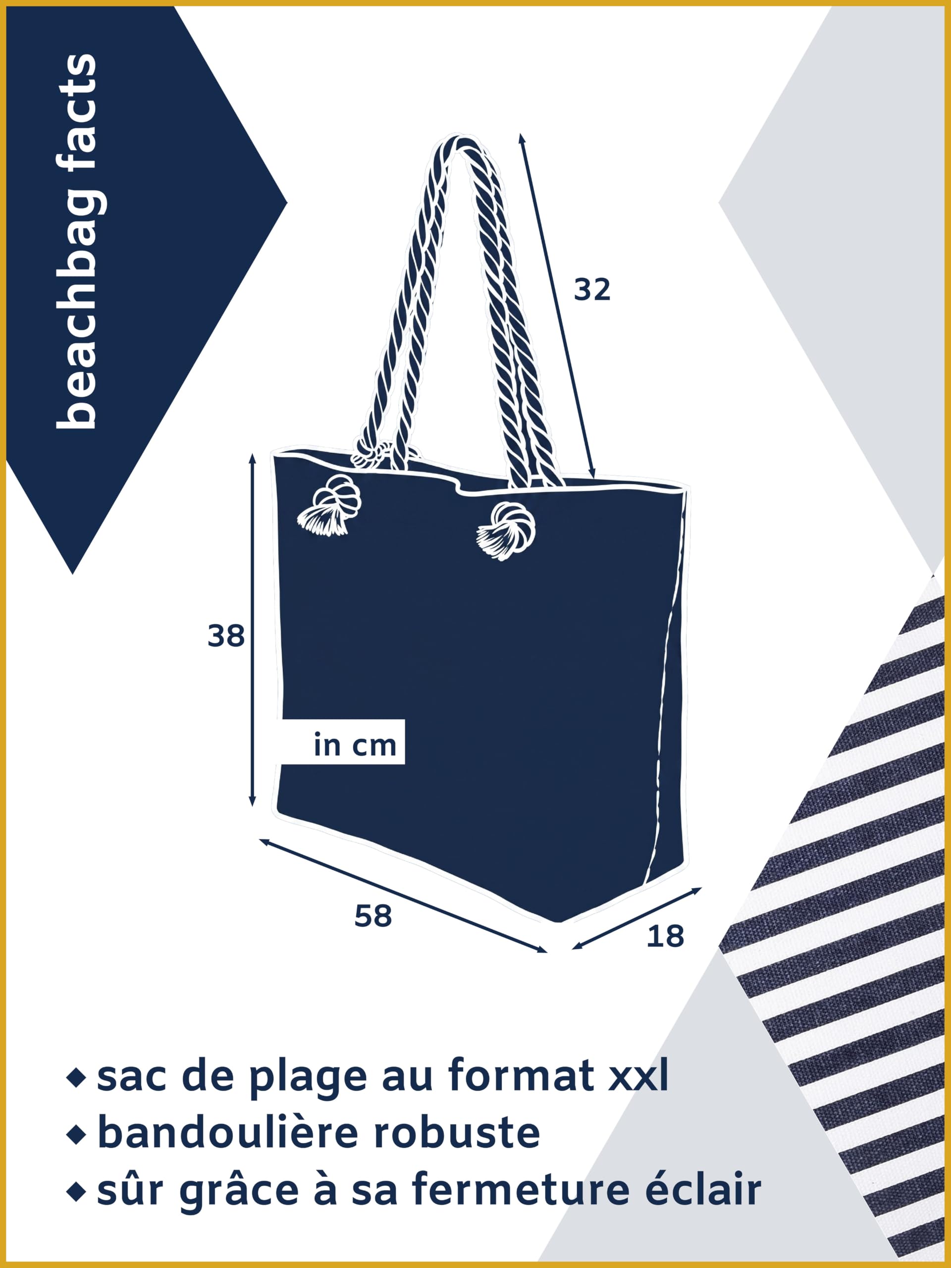 MASADA Grand sac de plage hydrofuge avec fermeture à glissière