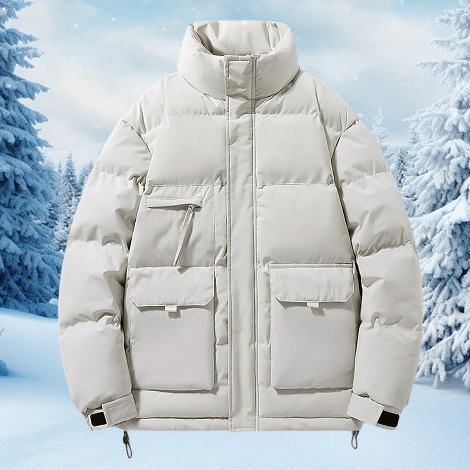 Genérico Chaqueta Acolchada Hombre Invierno, Cazadora Hombre Invierno,Abrigo De Invierno CáLido Acolchado Y Grueso con Cuello Alto Estilo Casual Y Elegante De Corte Holgado Ideal para El FríO