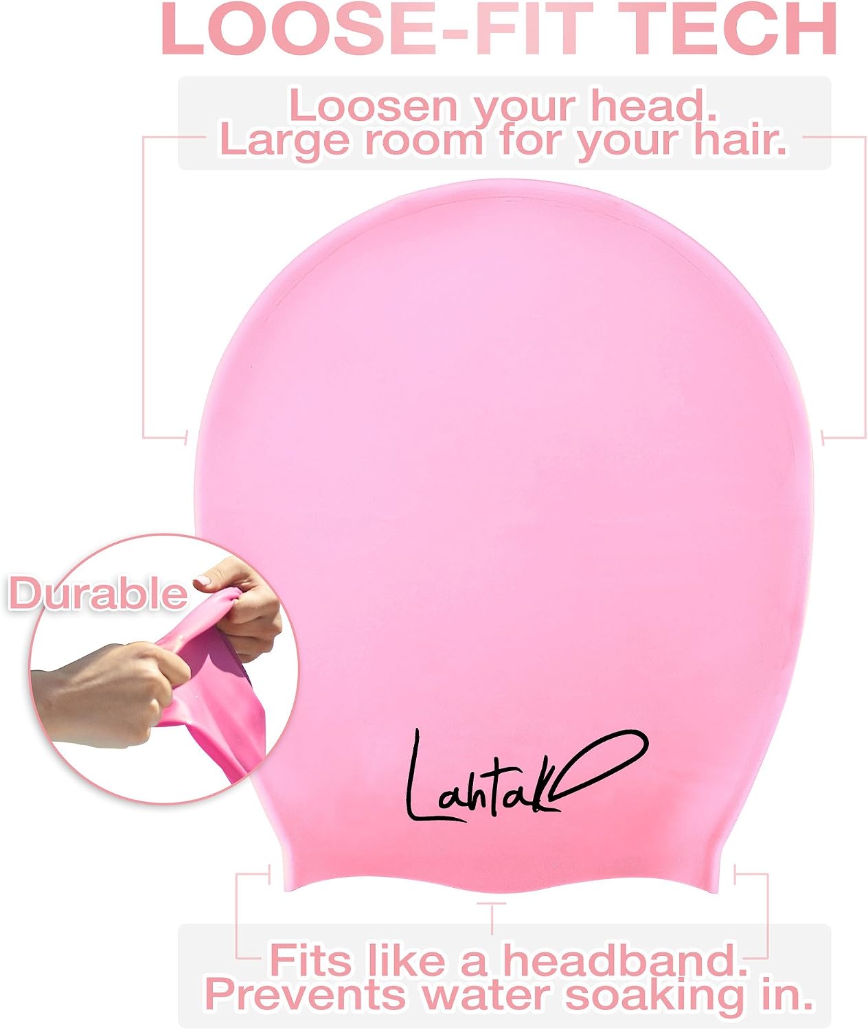 Swimming Cap for Long Hair, Extra Large Swimming Cap, Long Hair Swim Cap for Women Men Adults Kids - Image 5