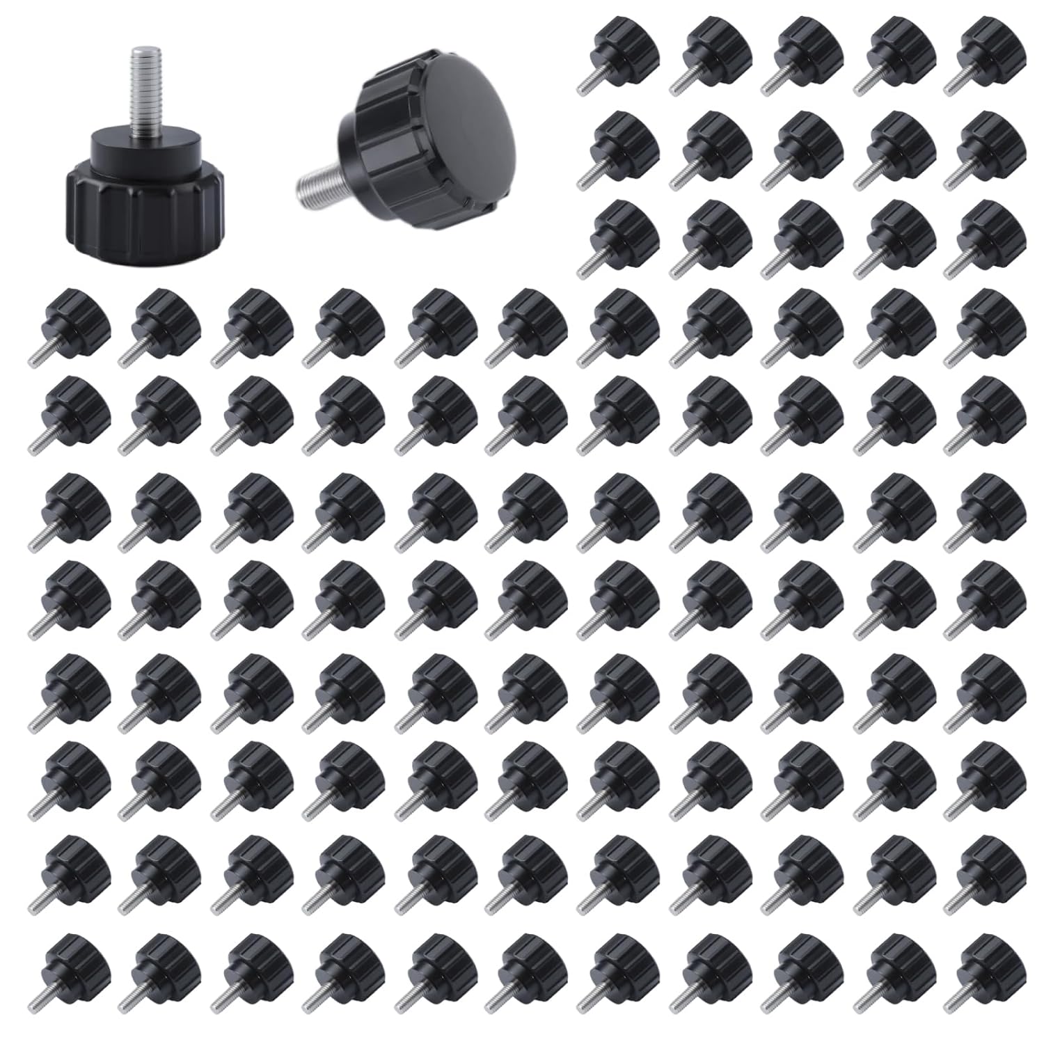 MOROBOR M3 x 8 mm スチール製 ネジ付きローレットつまみネジ 100個 再利用可能 丸型クランプノブ グリップつまみ