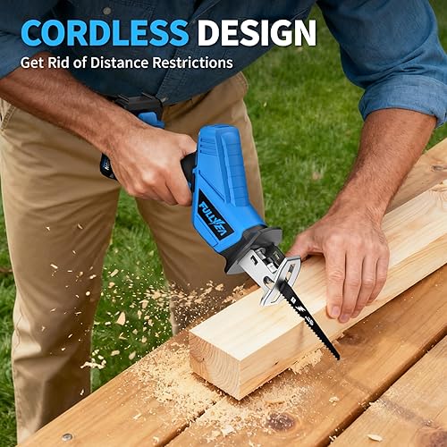 Miniatura 6 de Sierra recíproca inalámbrica, 0-3500SPM Sierras alternativas de velocidad variable con 2 baterías, 4 hojas de sierra, cambio de hoja sin