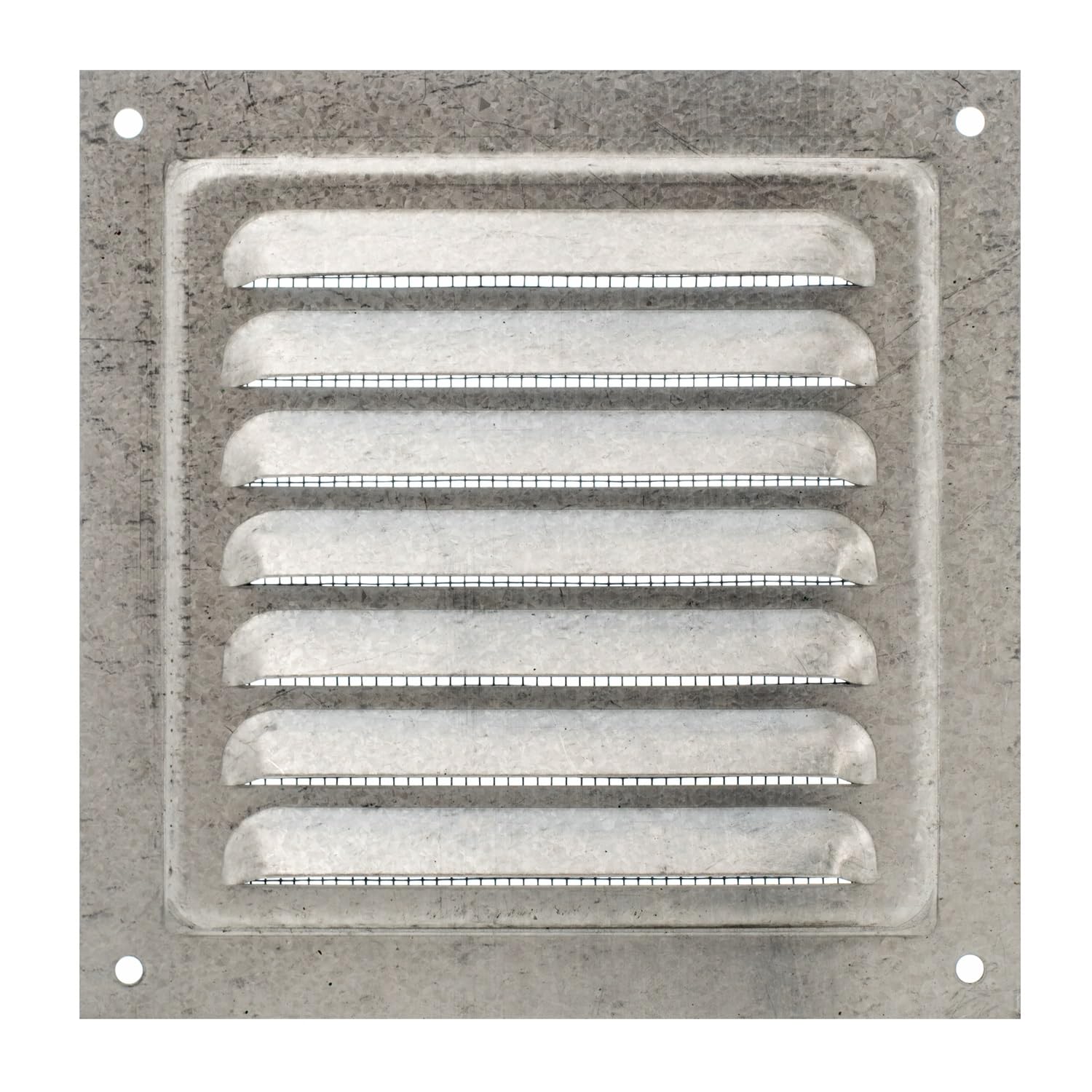 Metal Air Vent Cover, Galvanised Steel Ventilation Grille with Insect Mesh, Indoor & Outdoor Vent Grid, Low‑Profile 8 mm