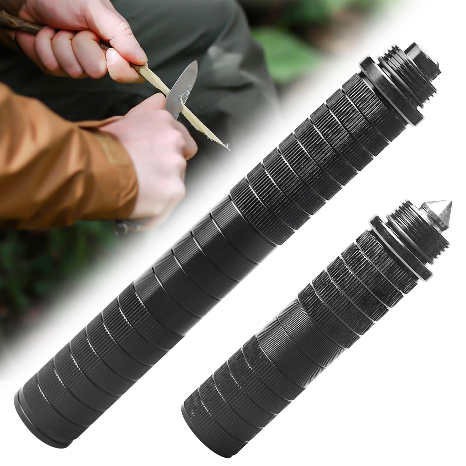 Coltello da sopravvivenza nero 5 in 1, coltello da caccia per esterni, in lega di alluminio di alta qualità, coltello Bushcraft con fischietto per vetro, coltello fisso per campo esterno, protezione