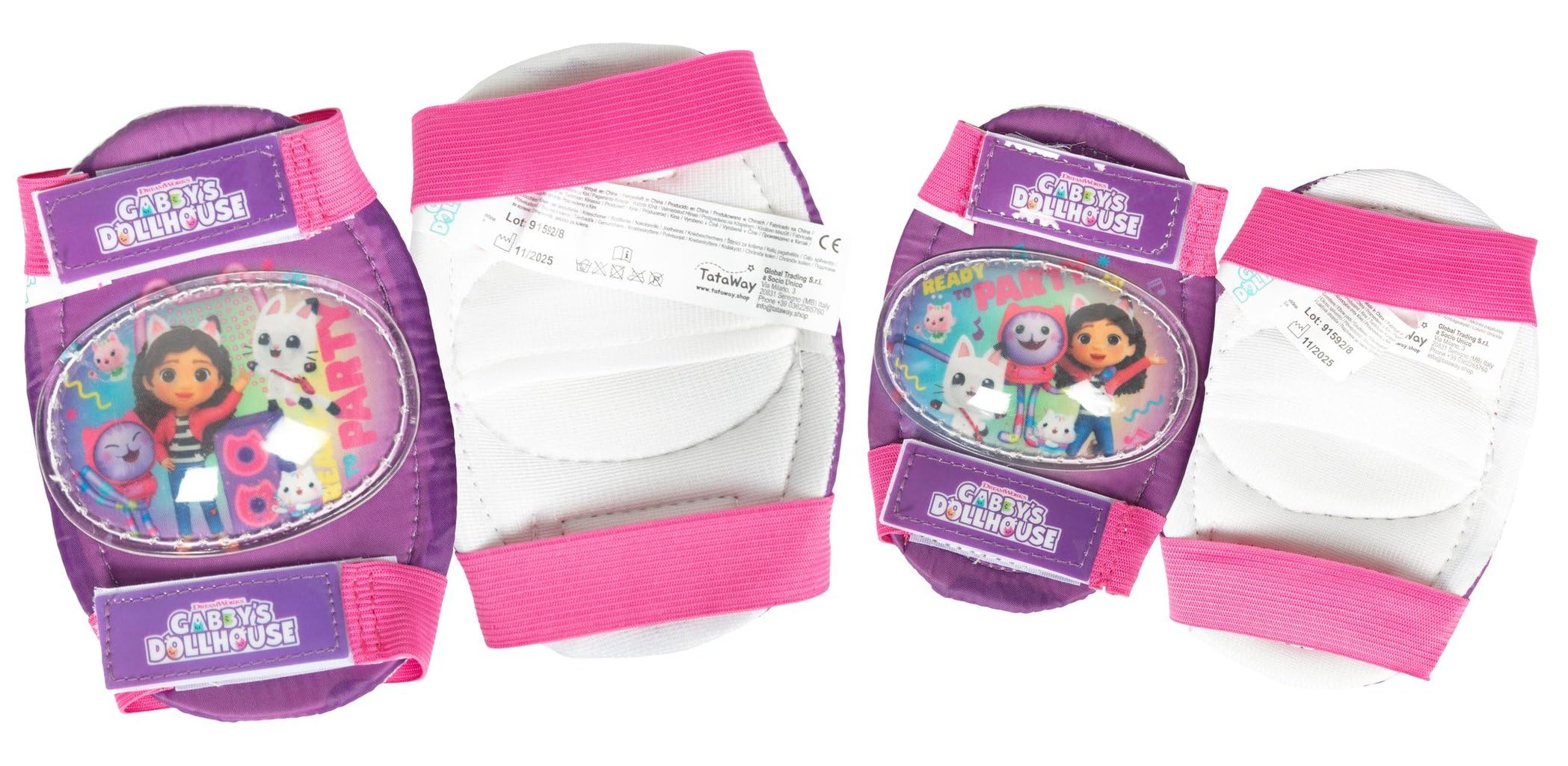 Tataway Gabby's Dollhouse Kit de Protection des Coudes et des Genoux pour Enfants avec Bretelles réglables