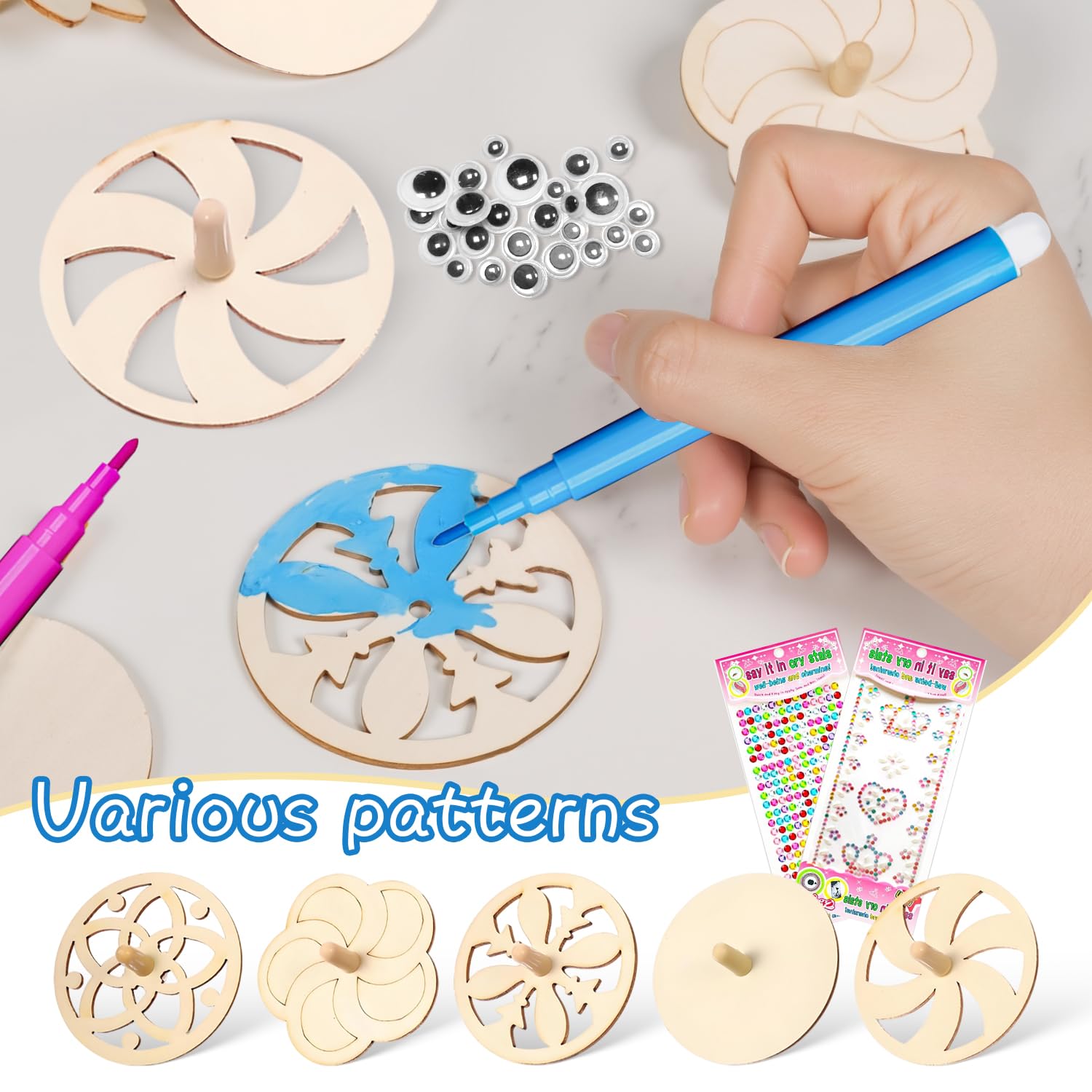 Tofficu 15 Pièces Toupies En Bois à Peindre - Gyroscope DIY Créativité Enfants Garçons Filles