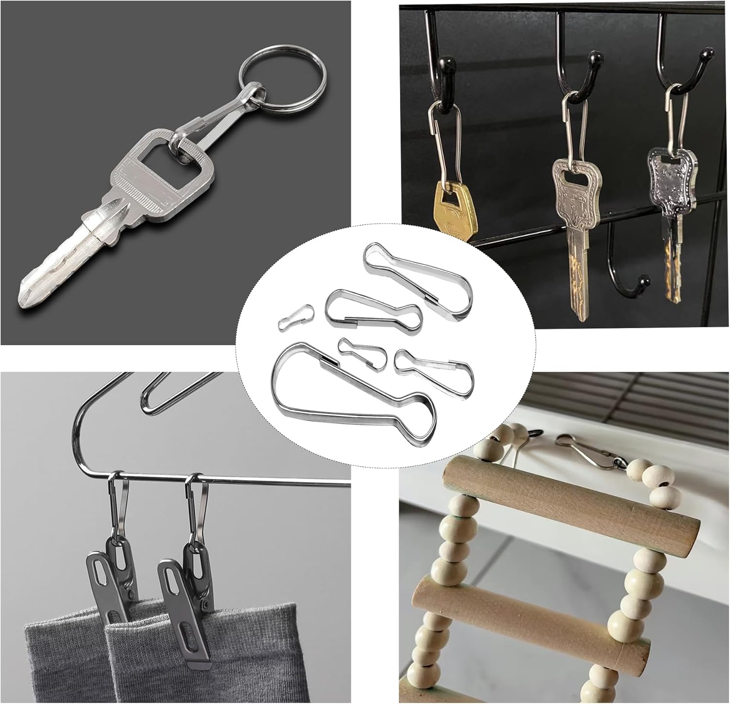 60 pcs Stainless Steel Small Spring Hooks 2inch/50mm Lanyard Clasp Zipper Snap Clips for Key Chain ID Card Badge Holders - Image 4