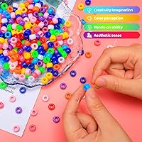 Vista 3 de IOOLEEM Cuentas de pony (2000 piezas, cuentas de pony negras), cuentas para hacer joyas, cuentas para manualidades, suministros para ensartar