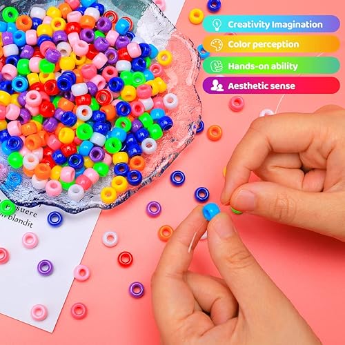 Miniatura 3 de Iooleem Cuentas de pony (2000 cuentas de poni azul oscuro), cuentas para hacer joyas, cuentas de pony para manualidades, suministros de cuentas,