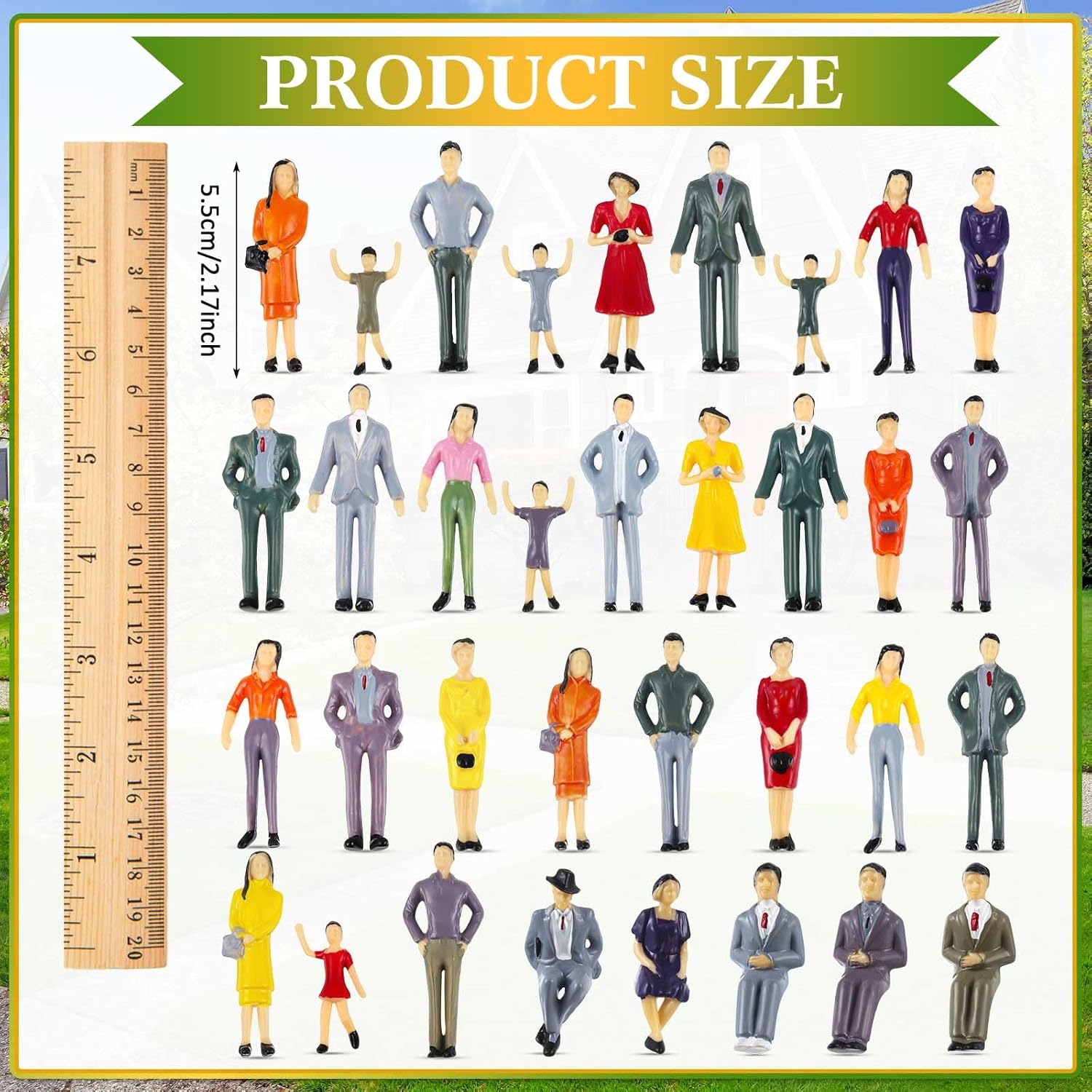 100 Pcs Mini People Figurines 1: 30 Scale Tiny People Model Miniature Sitting and Standing Little Plastic Figurines for Miniature Scenes
