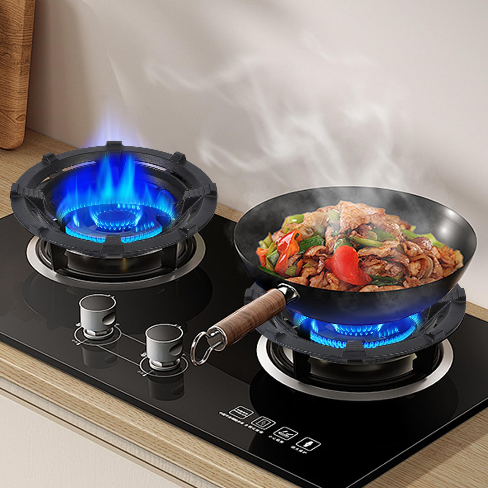 Soporte Cocina Gas Rejilla Placas, Wok Ring oporte para Cocina de gas Soporte Universal de Hierro Fundidopara Cafetera Moka Sartén Ollas Cafeteras Horno (1 Pcs)