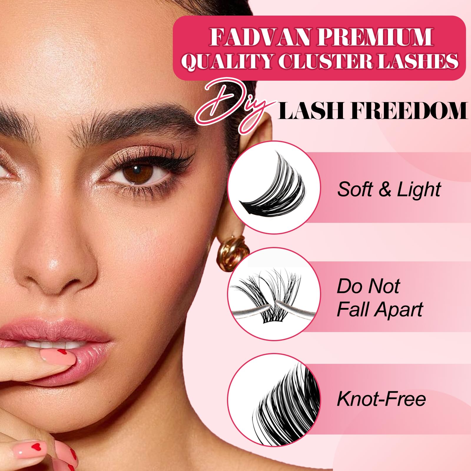 FADVAN Individual Eyelashes 50D+60D+80D+100D+150D+200D DIY Eye Lashes Fluffy Russian Eyelashes Extensions D Curl Strip Eye Lashes Clusters (8-16mm Mix) - 4