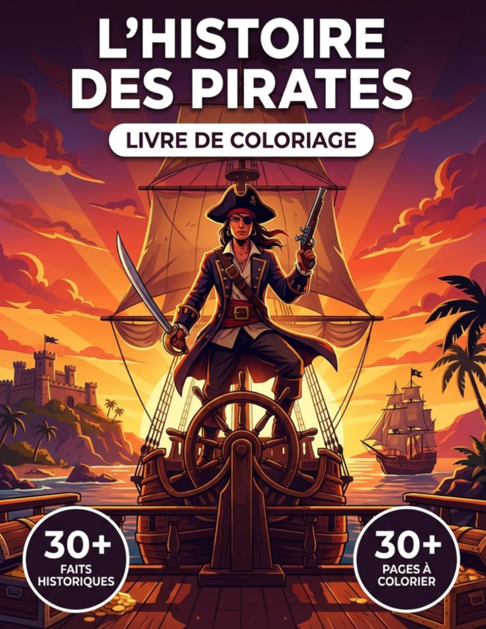 Le Livre de Coloriage de l'Histoire Épique des Pirates: Revivez la Véritable Histoire des Hautes Mers, des Pillards de l'Antiquité aux Caraïbes | ... Voyage Chronologique & Légendes Éducatives.