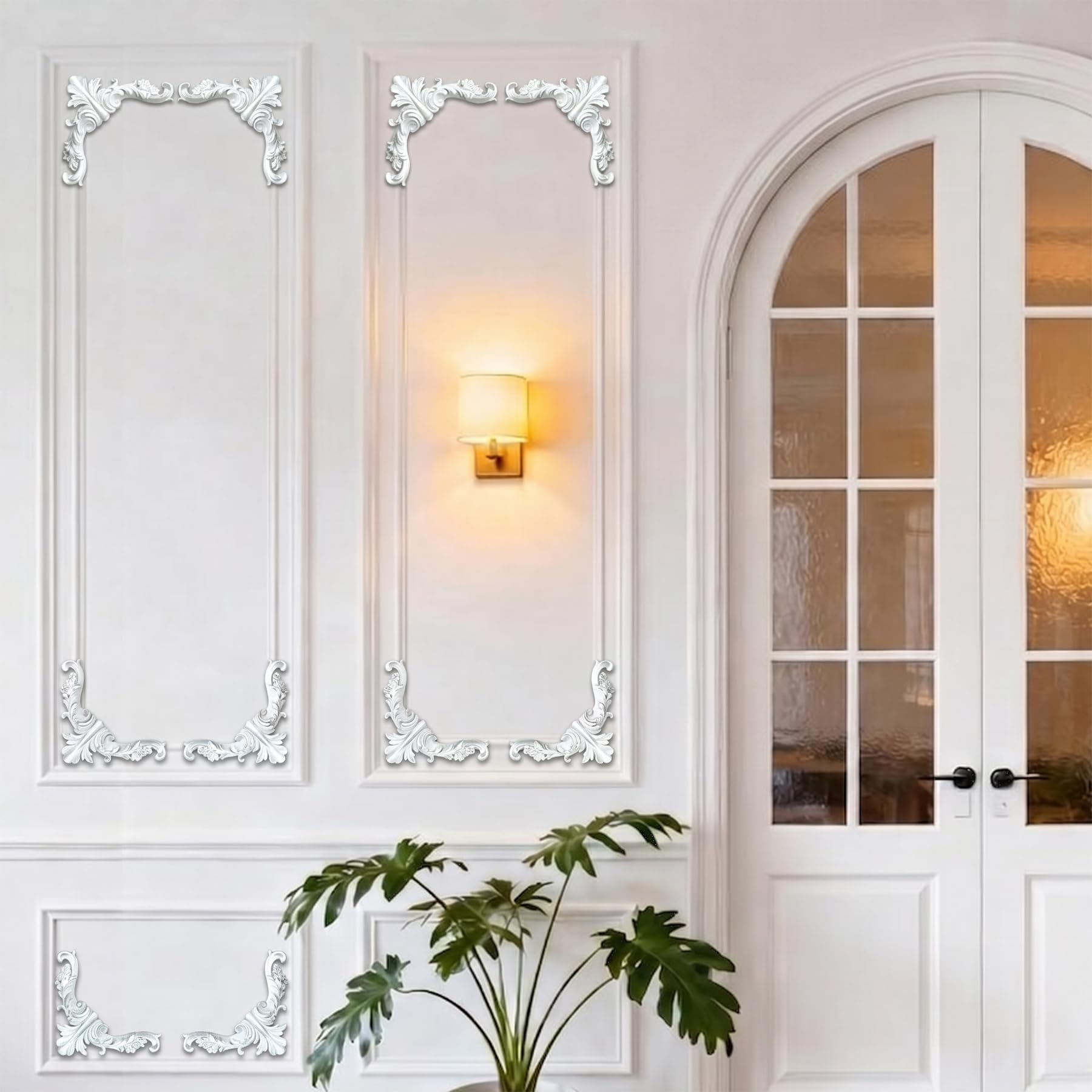 4 PCS Angolari Decorativi per Pareti E Soffitti in PU Modanature Angolari 3D con Decorazioni Floreali Profili Decorativi Verniciabili per Cornici E Angoli Elegante Finitura