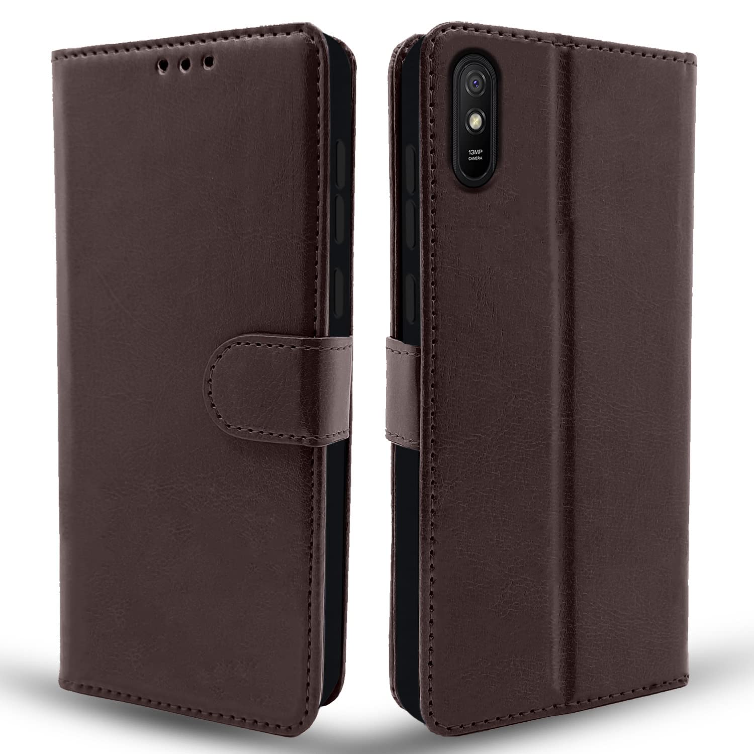 Pikkme Redmi 9A / 9i / 9A Sport Flip Cover Leather Finish | Inside TPU with Card Pockets | Wallet Stand and Shock Proof | Complete Protection Flip Case (Coffee) (B0BCNWYTGB) Amazon Price History, Amazon Price Tracker