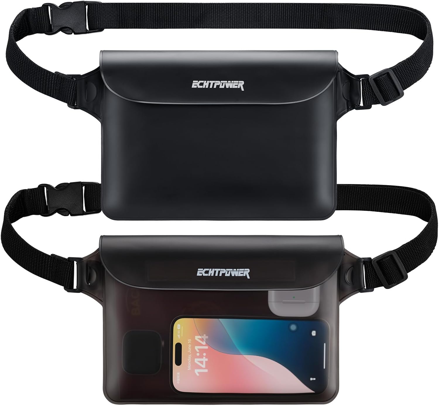ECHTPower 2-Pack Waterproof Pouch Bag, Waterproof Fanny Pack, Waterproof Dry Bag with Adjustable Waist Strap for Beach Swimming Kayaking Floating Boating ECHTPower 2-Pack Waterproof Pouch Bag, Waterproof Fanny Pack, Waterproof Dry Bag with Adjustable Waist Strap for Beach Swimming Kayaking Floating Boating