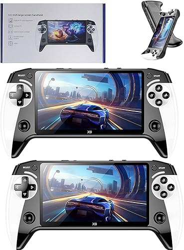 X9 - Consola de juegos de mano retro, consola de juegos portátil de mano, revive juegos clásicos en pantalla IPS HD de 5.5 pulgadas y 64 GB más de