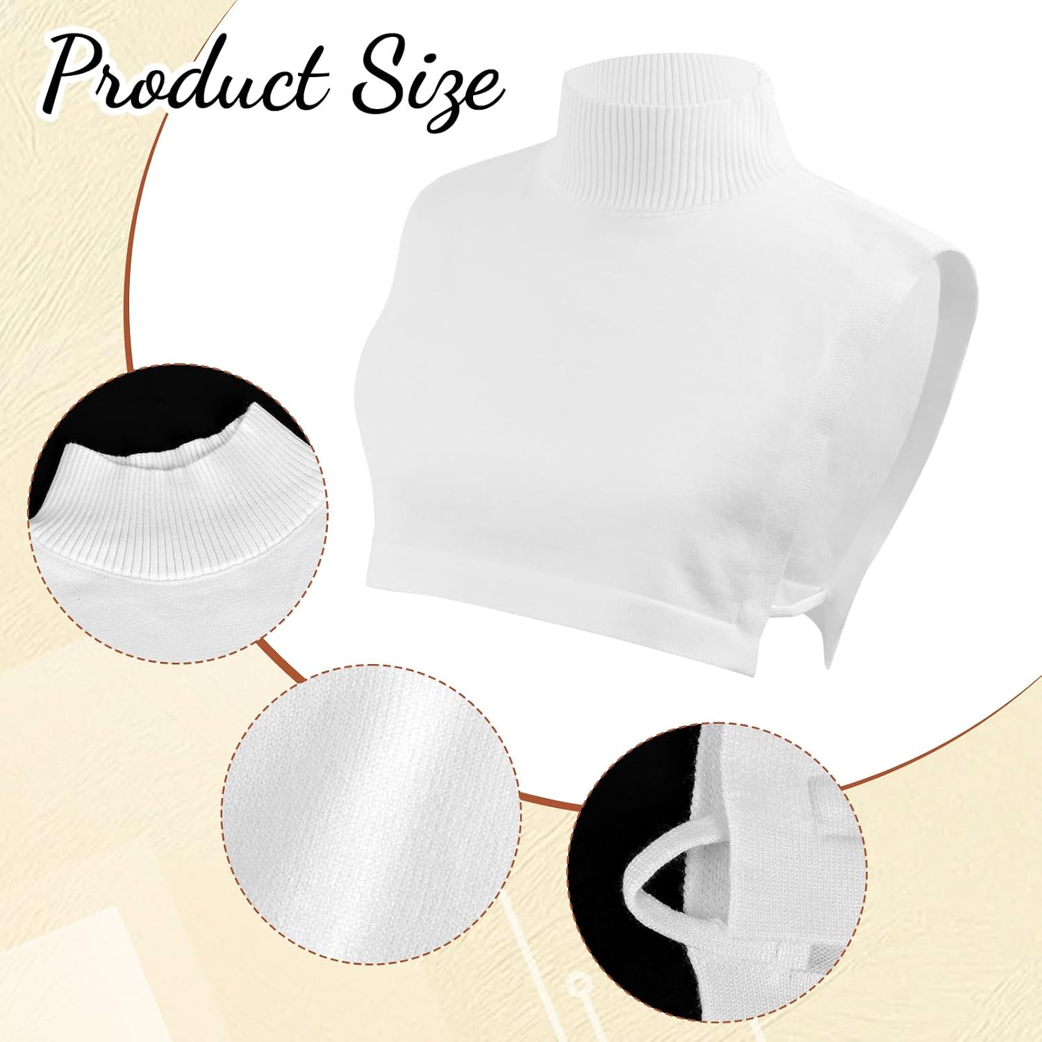 Fake Turtle Neck Detachable Collar False Elegant Base Layer Top Comfortable Knit Collar for Women Daily Wear Workout Sports White