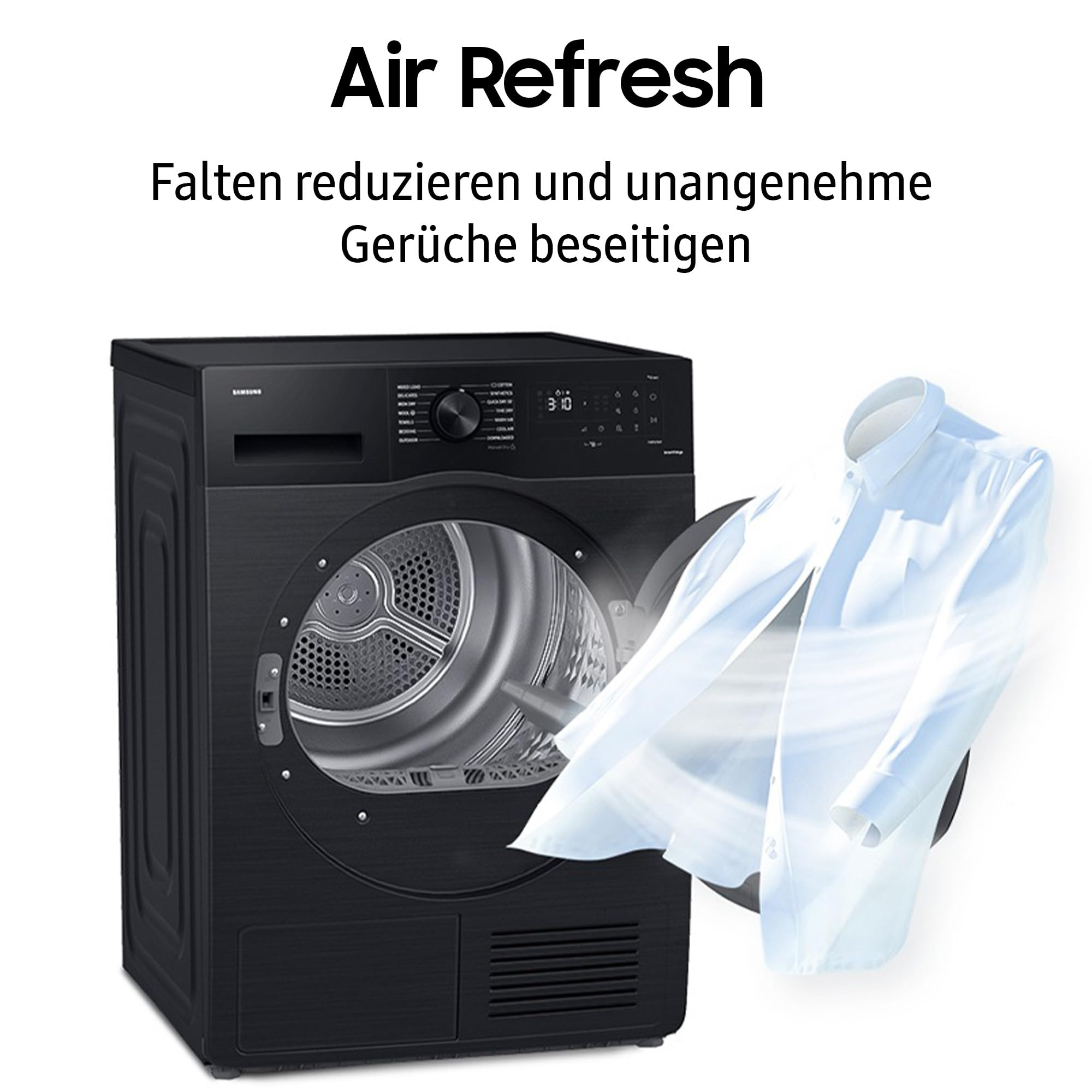 Samsung Wärmepumpentrockner DV90DG52A0ABEG 9 kg EEK C AI WiFi SmartThings LED-Display Hygiene-Programm Air Refresh Knitterschutz Schwarz