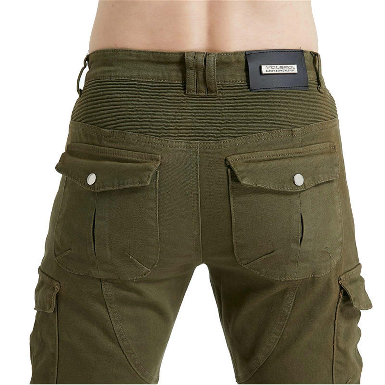 Jeans Moto Uomo Con Fodera Kevlar E Protezioni Ginocchia E Anche Rimovibili - Nero, 3XL - 2