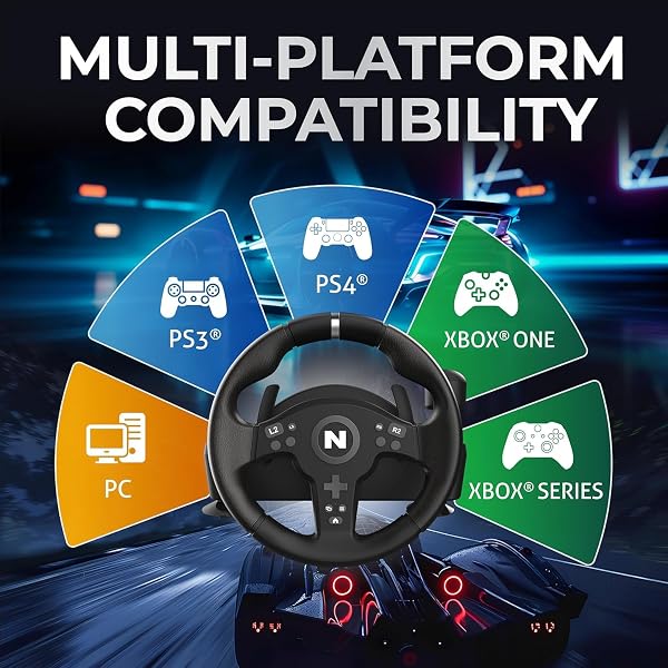NITHO Drive Pro V200 Volante con Pedali e Cambio, Volante da Gioco per PC, PS4, Xbox One, Xbox Series X/S e Windows, 270° Volante da Corsa con Vibrazione, Compatibile con Simulatore di Guida Gaming - 3