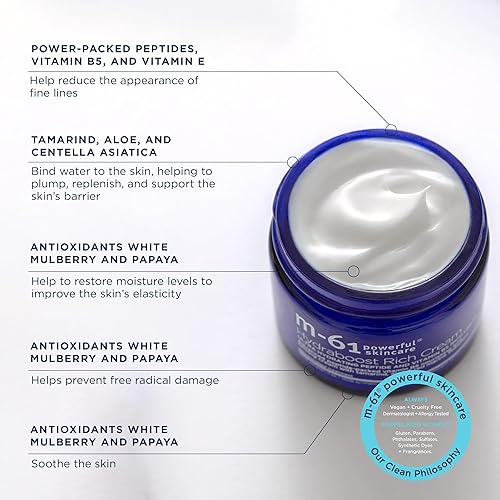 Miniatura 3 de m-61 Hydraboost Rich Cream | Lujosa crema facial ultra hidratante con péptidos, vitamina B5, tamarindo, aloe, algas marinas rojas. Hidratación de 48