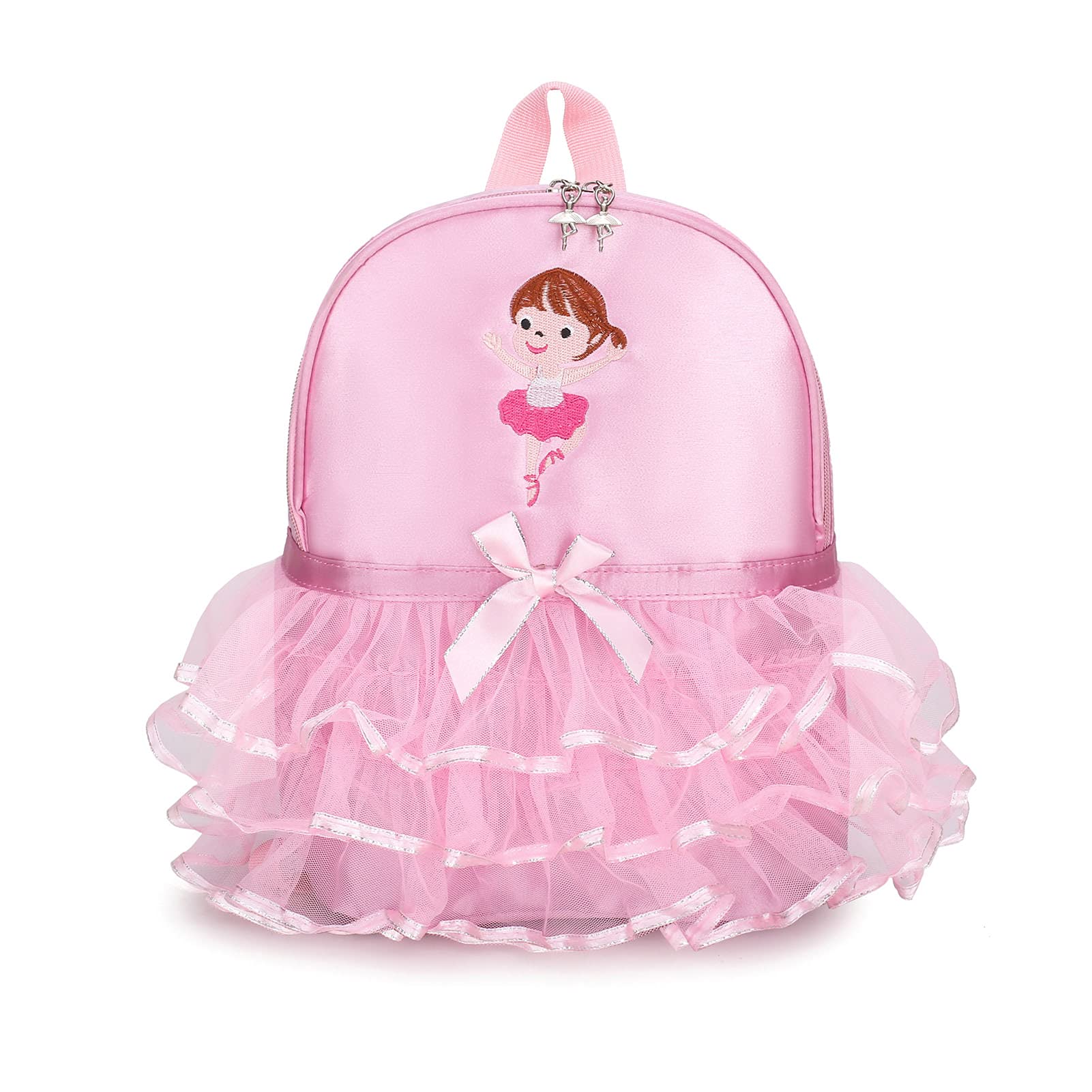 Yitengteng Princess Ballerina Backpack Dance Bag for Toddler Girls Nylon Backpack (Pink little girl)