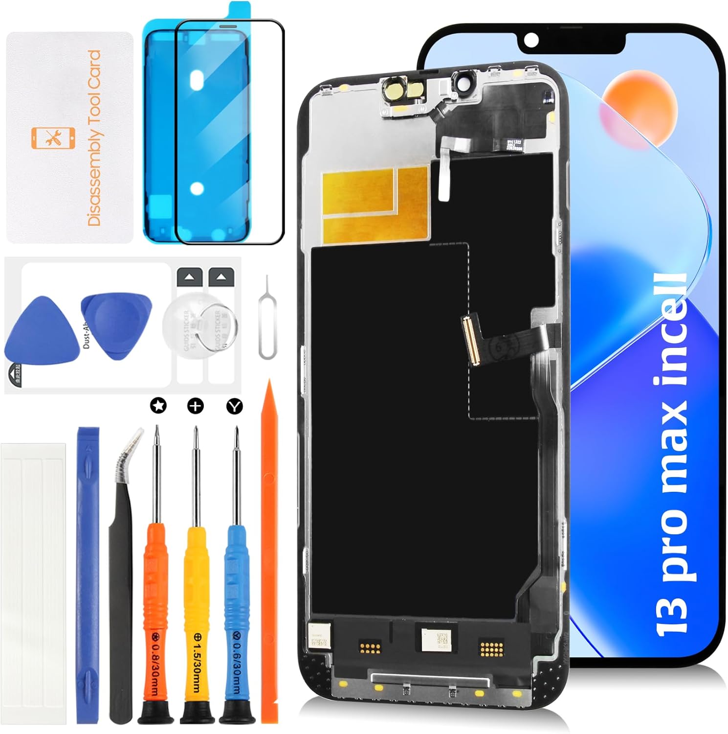 inCell for iPhone 13 Pro Max Screen Replacement [Proximity Sensor Cable & Similar Size Notch] 3D Touch LCD Display Touch Digitizer Screen Assembly A2643 A2484 A2641 A2644 A2645 with Tools