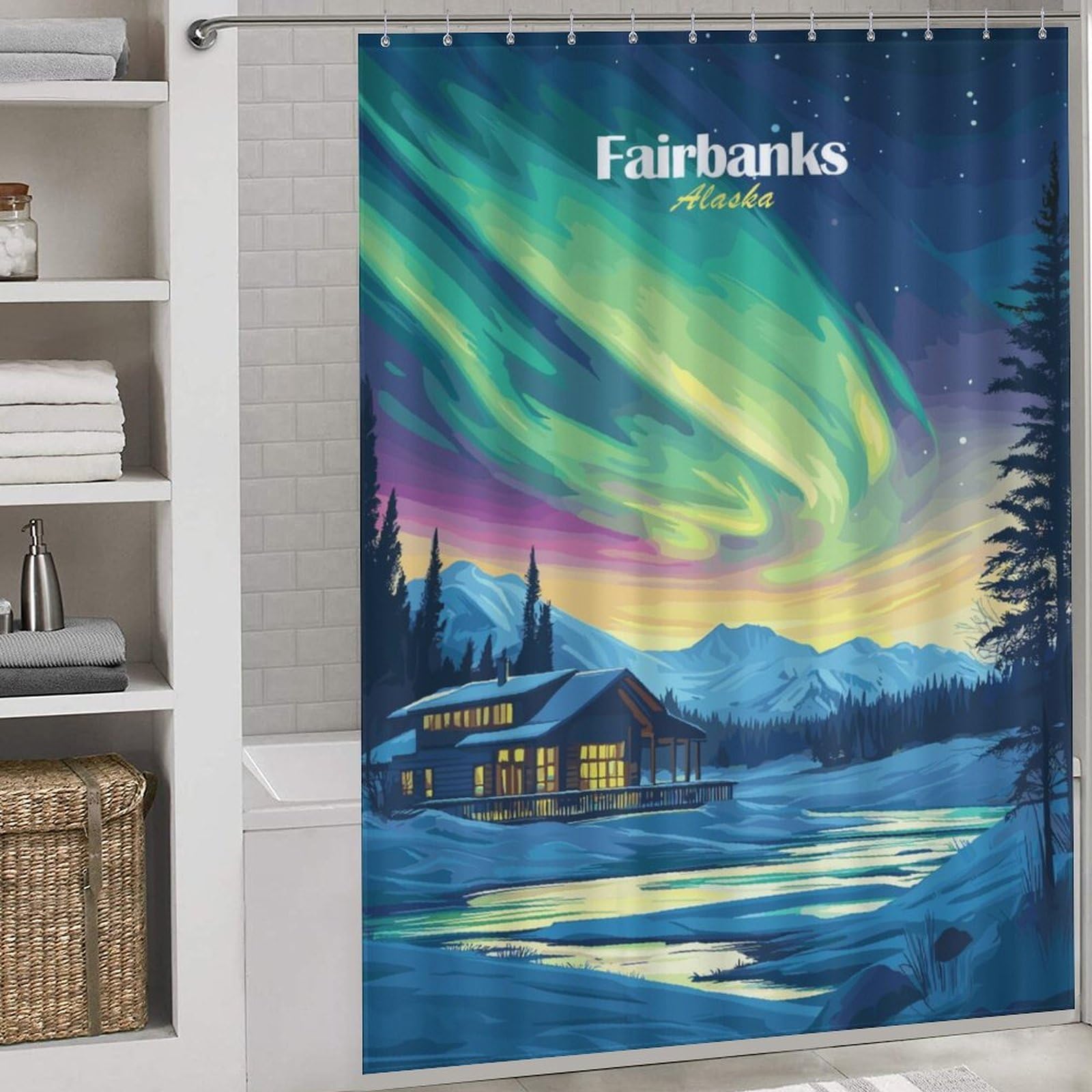 Rideau de douche anti éclaboussures Fairbanks Alaska tissu lavable