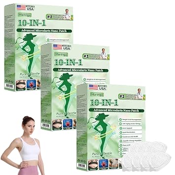 LQZ Moringa Berberine Patch, 2026 New Professional Moringa 10-in-1 Nano Microdarts Patch, Natural Patches for Women and Men, Suitable for All Skin Types 3 boxes