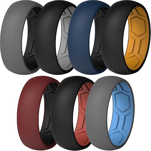 ThunderFit - Anillos de boda de silicona transpirable para hombres, con ranuras para flujo de aire, 516 pulgadas de ancho y 564 pulgadas de grosor