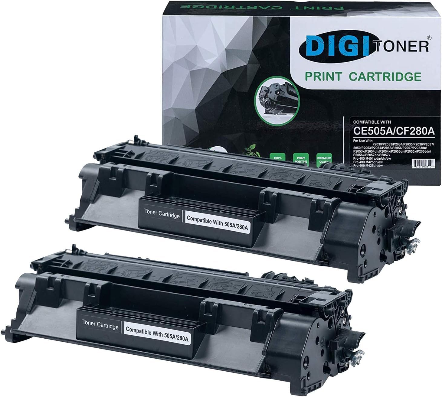 05A CE505A CF280A Toner Cartridge Replacement for HP CE505A CF280A 05A Toner Cartridge for use in HP Laserjet P2035 P2035n P2050 P2055 P2055d P2055dn P2055x Printers (2-Pack, Black)