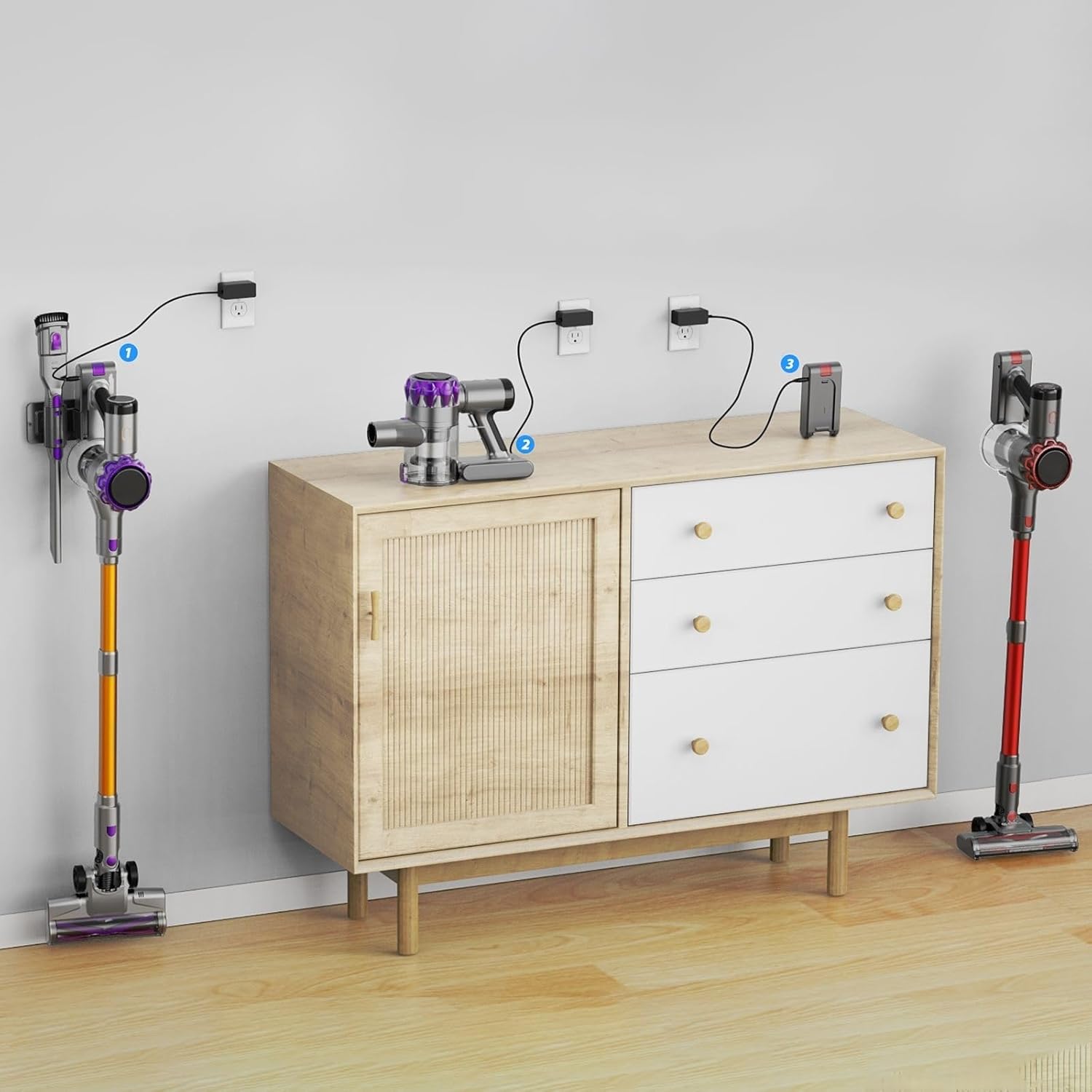 S3 Original Manufacture Large Capacity Rechargeable & Detachable Battery, Long Runtime Battery for S3 Cordless Vacuum (Red)