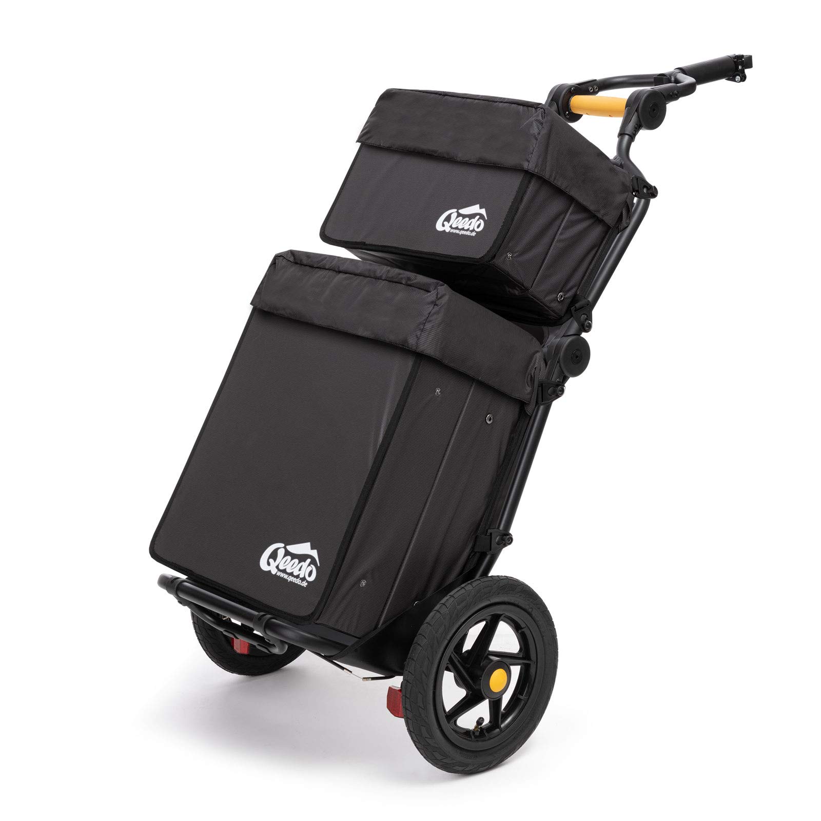 qeedo Travoy Fahrrad Lastenanhänger (2020) Set mit Qeedo Faltboxen - Black
