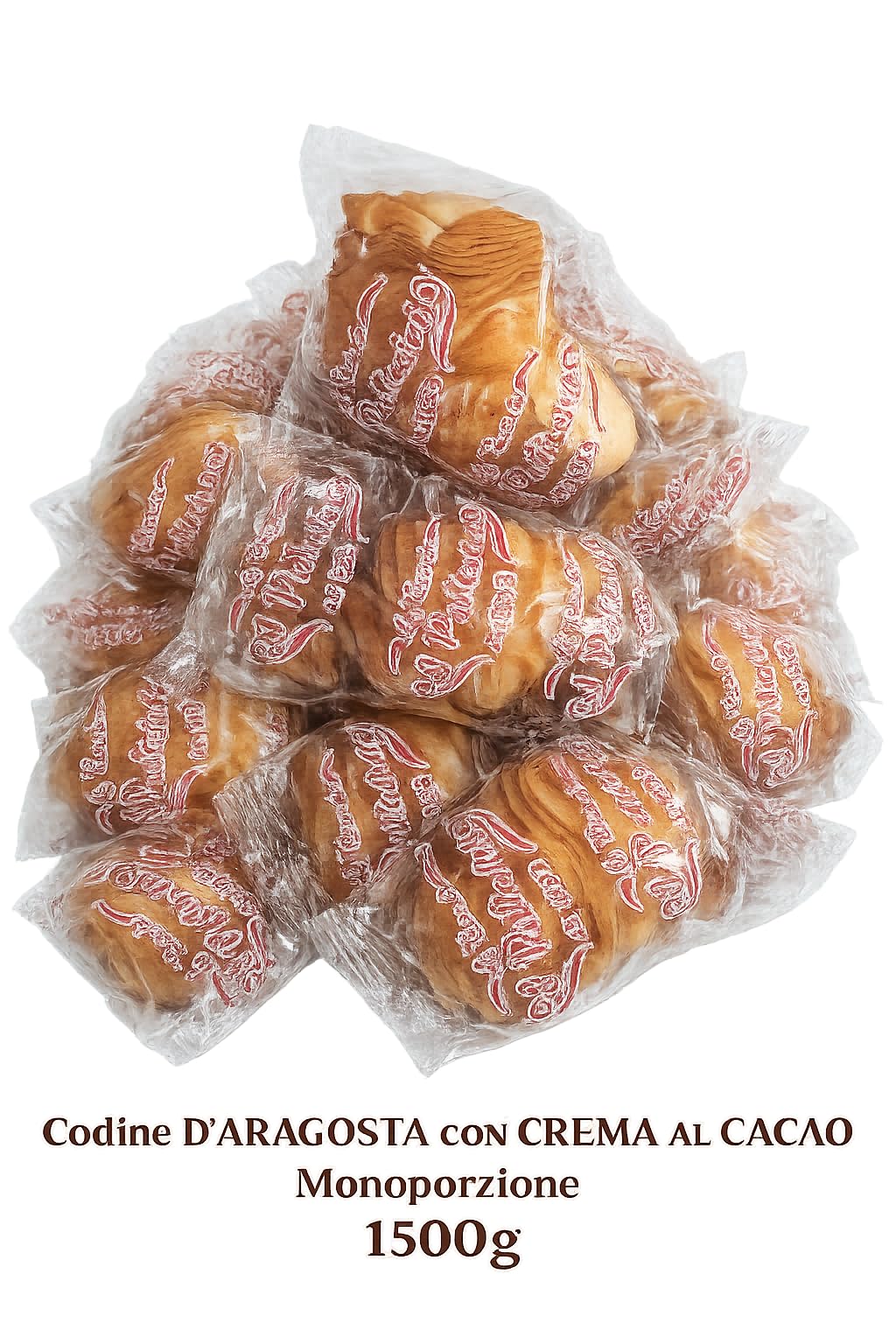 Pasticcini Codine d’Aragosta con Crema al Cacao Monoporzione 1500g Incartati Singolarmente Dolci da Forno Snack Ideali per Colazione Catering Eventi