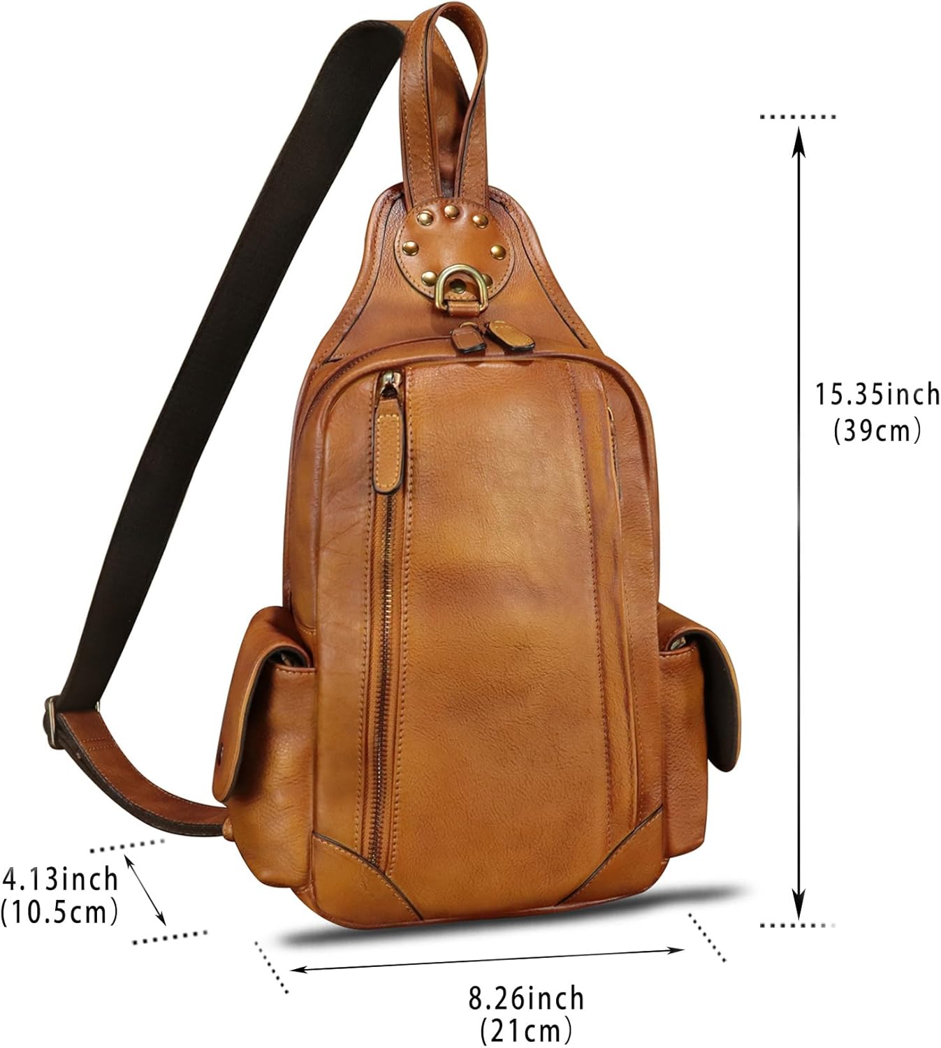 Genuine Leather Silng Bag for Men and Women Vintage Leather Sling Backpack Chest Purse Crossbody Bag - Image 4
