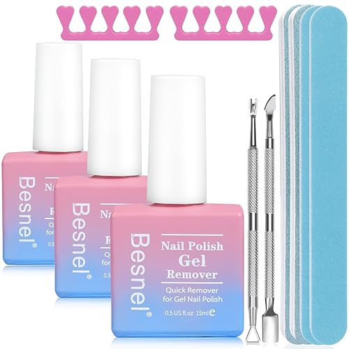 Removedor de esmalte de uñas de gel (paquete de 3) Removedor de esmalte de gel profesional no irritante rápido y fácil, kit de herramientas de