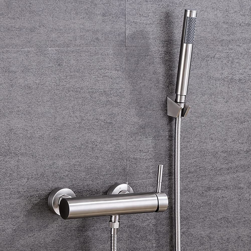 Grifo Bañera Con Alcachofa De Mano, Monomando Acero Inoxidable Cepillado Mezclador De Bañera Montaje En Pared, Incluye Soporte Y Manguera De 150 Cm, Grifo De Ducha