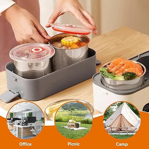 Miniatura 6 de Electric Lunch Box Inner Container, Stainless Steel Lunch Box Insert Replacement Inner Pot for Most Heated Lunch Boxes