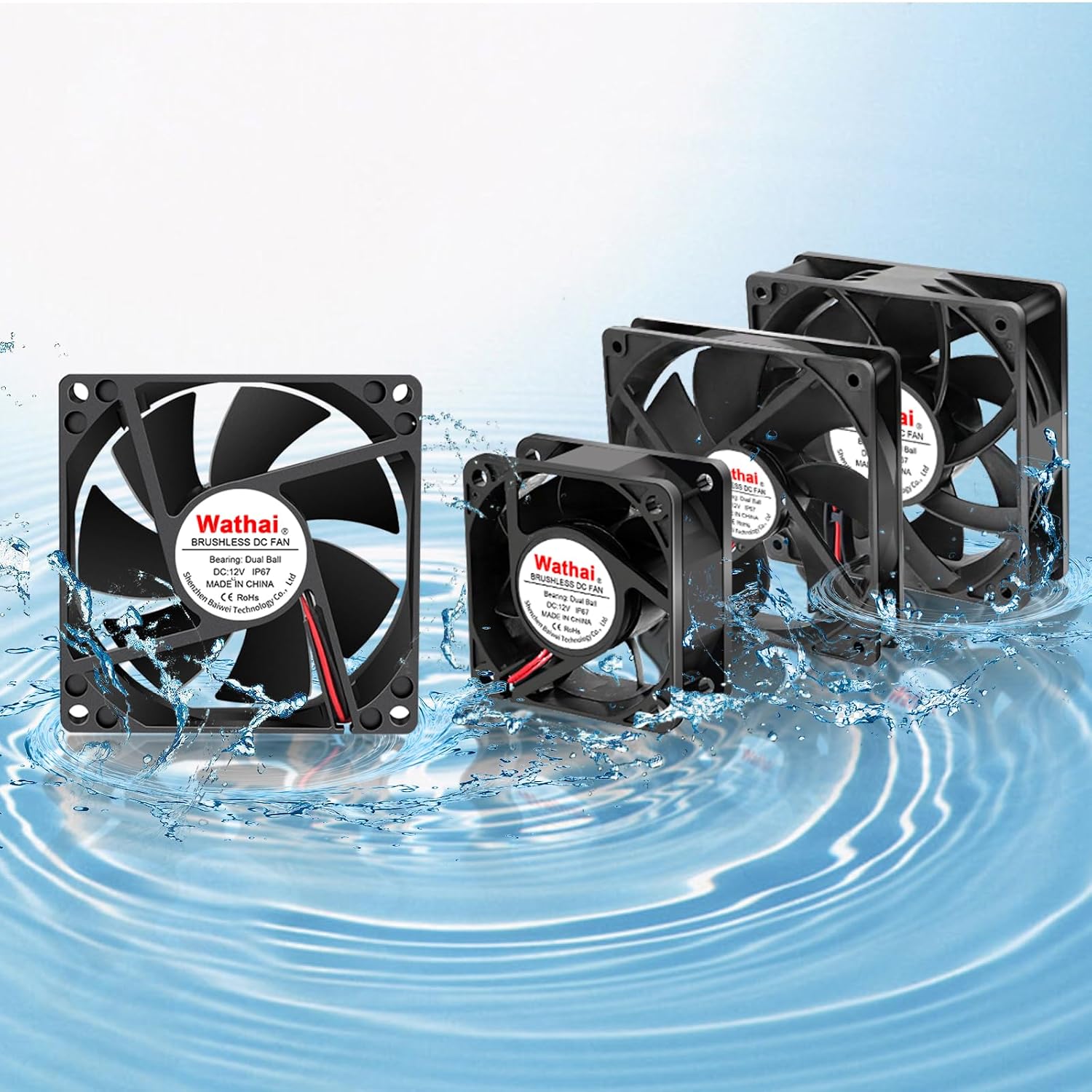 Wathai IP67 Waterproof 80mm x 25mm 12V Cooling DC Fan for RV Fridge Exhaust