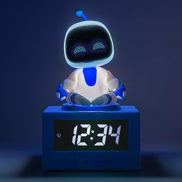 Paladone Astro Bot Icon Alarm Clock Digital Clock with Tap-to-Snooze & Night Light Function, 17cm Battery-Powered Astro Bot Figurine Clock for Kids & Gamers