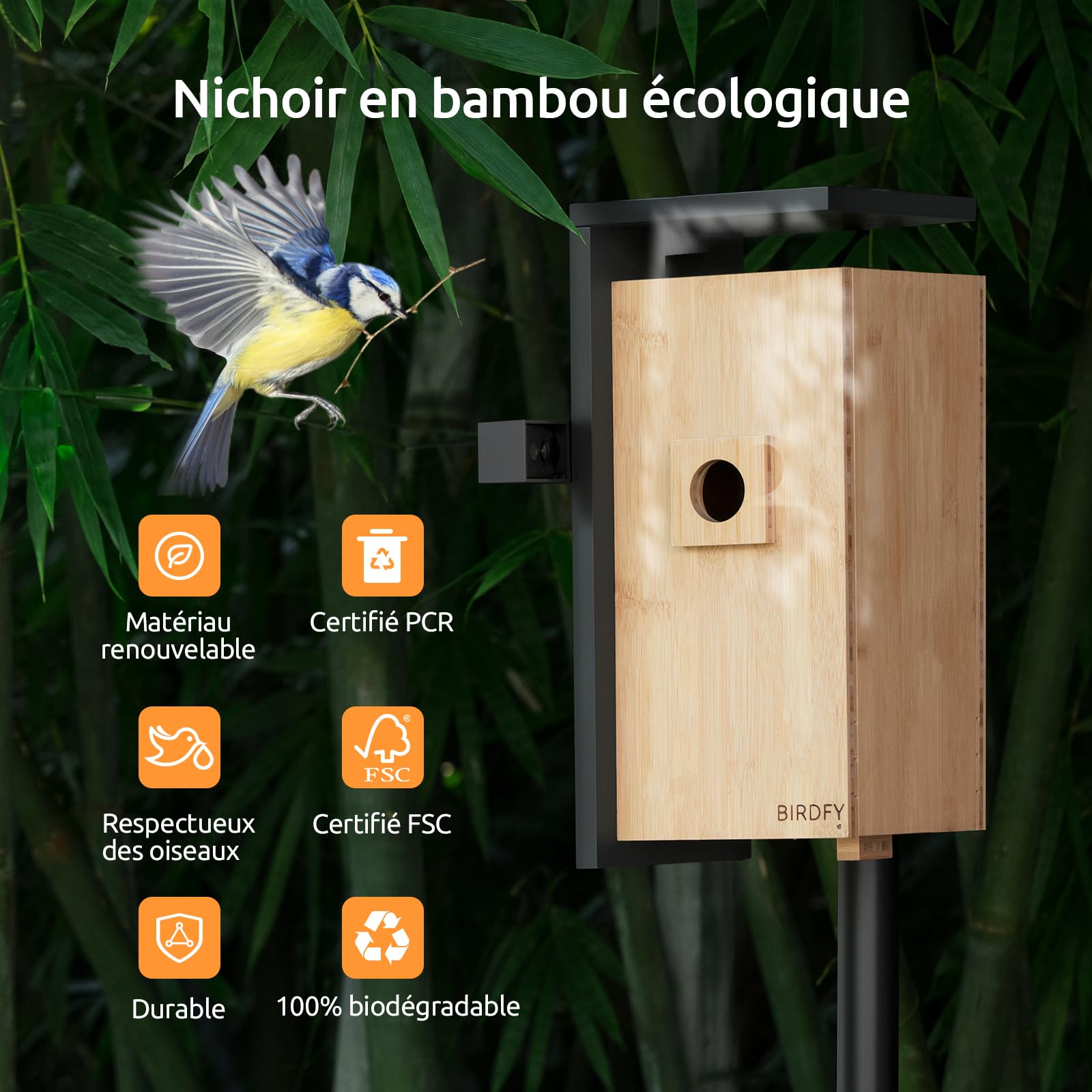 Netvue by Birdfy Nichoir Oiseaux avec Deux Camera Intelligente, Cabane pour Éclore Oiseaux Jardin Terrasse Maison Caméras Connectées IA Identifie Comportement Oiseaux & Crée Histoire Nid Oiseau