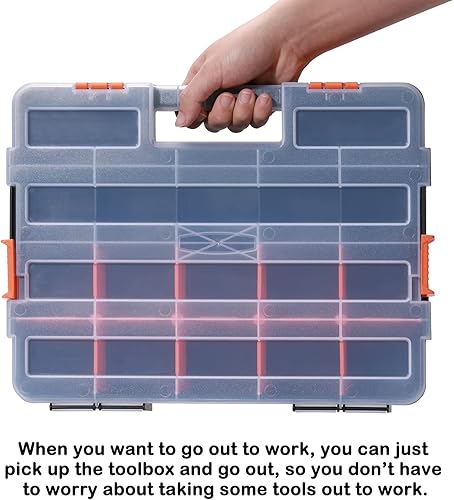 Miniatura 5 de AIRTOON Caja de herramientas organizadora de piezas pequeñas negras entrelazadas para sujetadores y manualidades con divisores extraíbles (paquete
