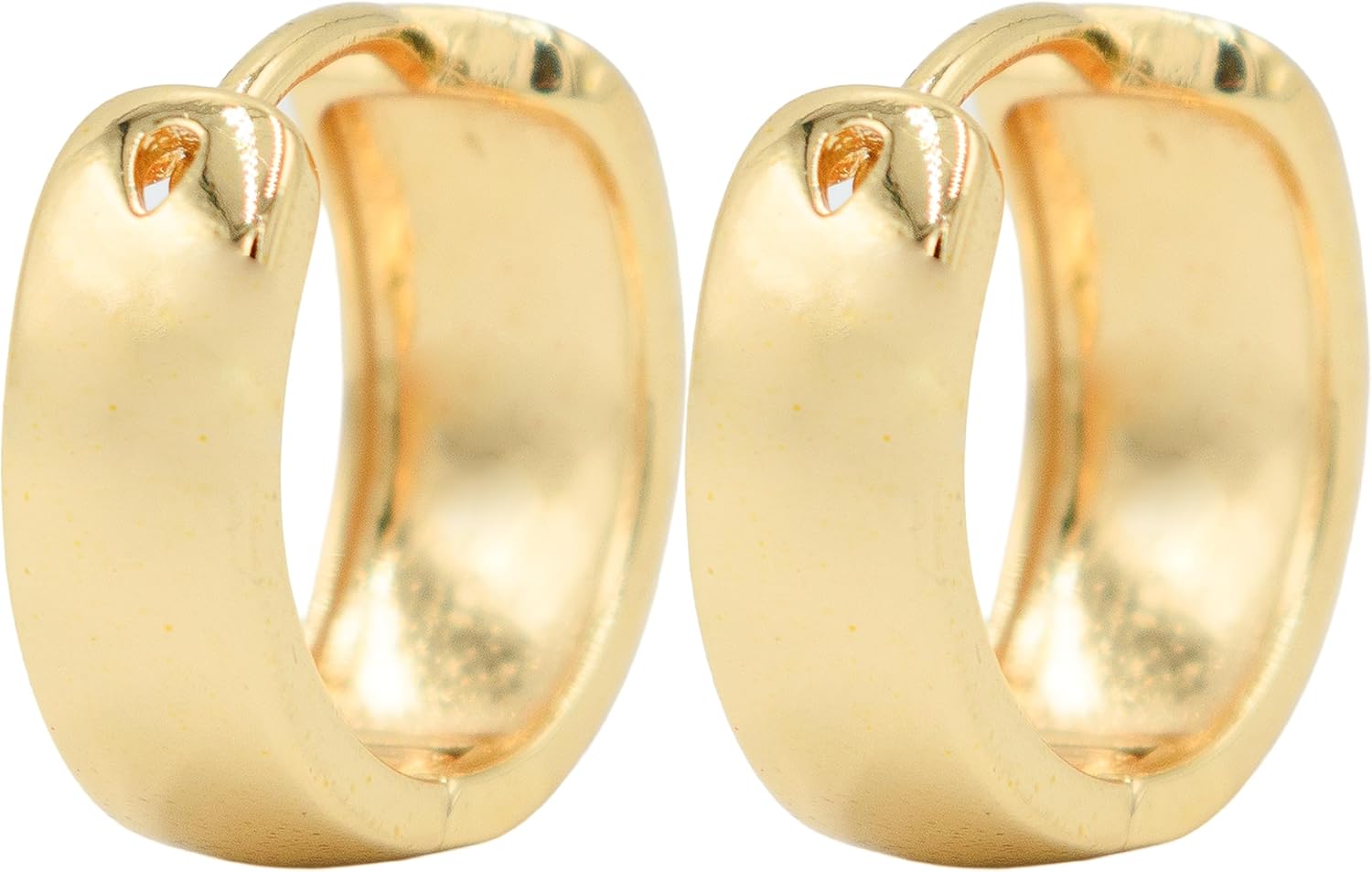 Gold Tone Hoop Earrings for Women, 18k Yellow Gold Filled (Classic Huggies) - Image 2